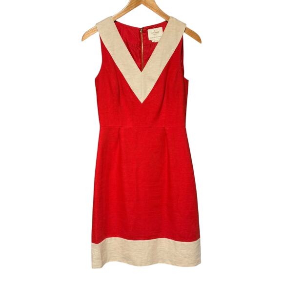Kate Spade Sleeveless Linen Dress James Red Oat 2 - Picture 2 of 4